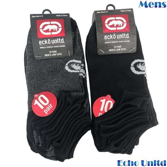 20 Echo Unltd Mens Gray & Black Ankle Sport Socks - Picture 1 of 3